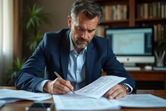 Comptable analysant des documents fiscaux liés aux seuils de TVA en France, article 293 B du CGI