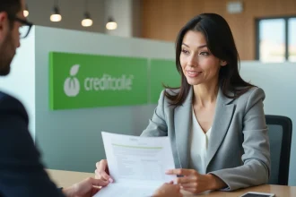 Femme discutant d'un compte à terme avec un conseiller bancaire Crédit Agricole en agence en 2026