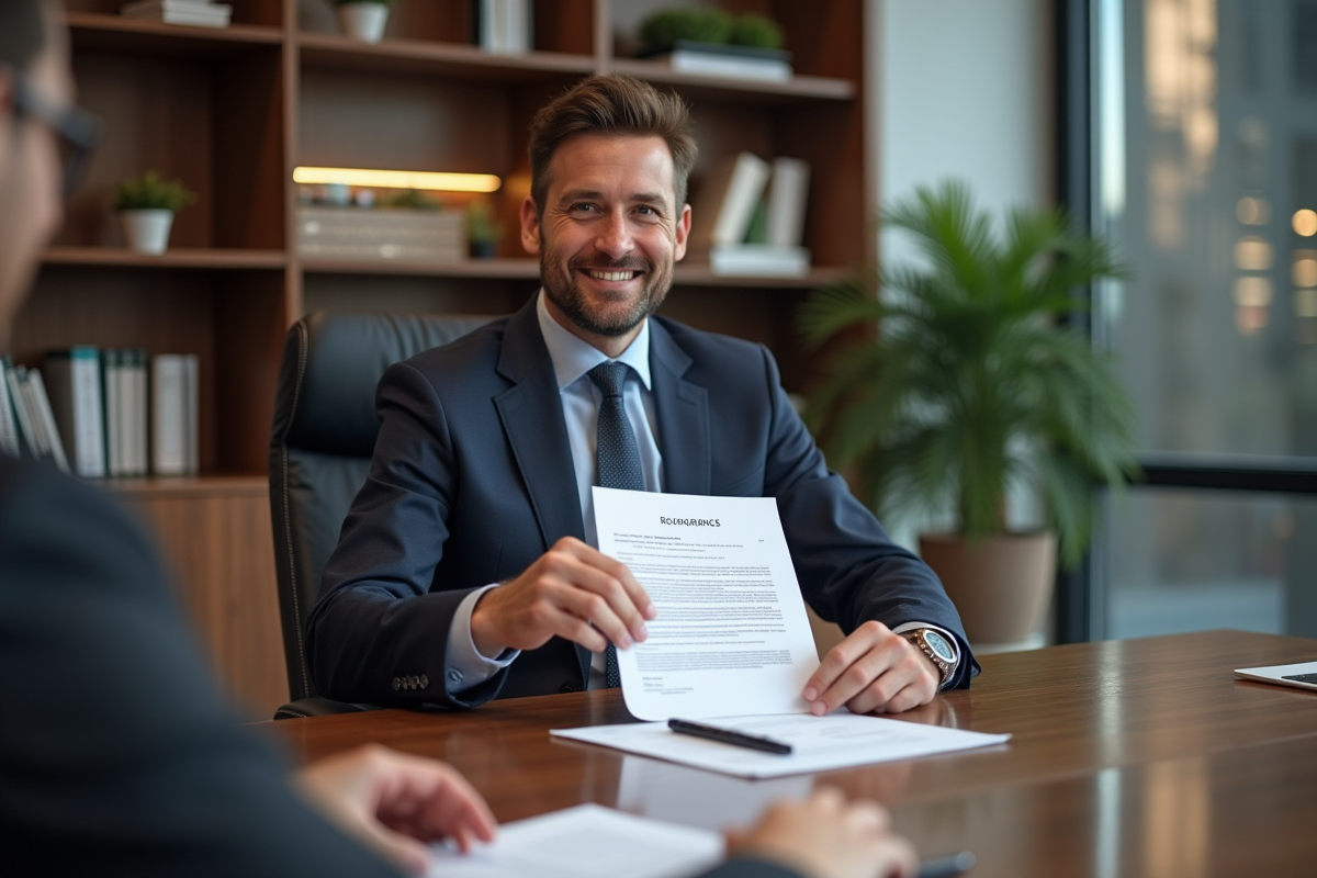 Conseiller bancaire remettant une lettre dapprobation de prêt