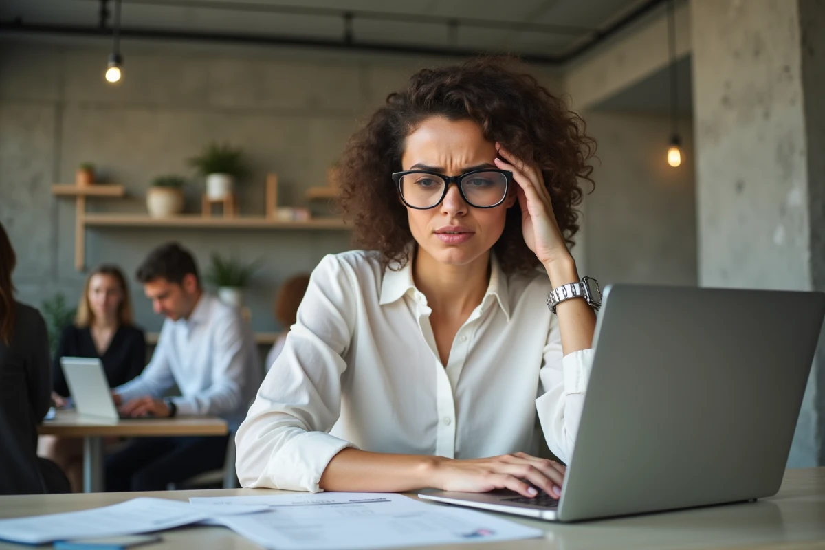 Entrepreneuse découvrant un dépassement de seuil de franchise en base TVA sur son logiciel de comptabilité