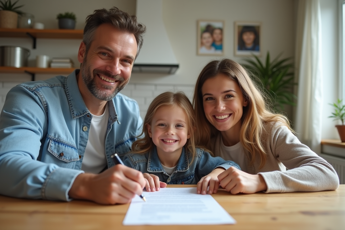 Famille signant un contrat d
