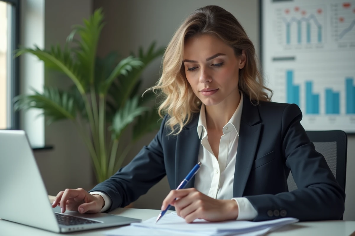 Femme d affaires concentrée dans un bureau moderne