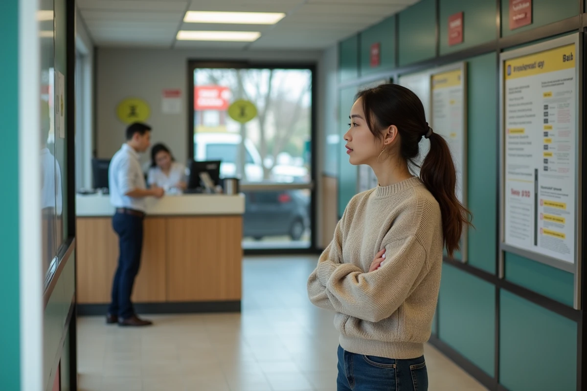 Jeune femme parlant avec un conseiller bancaire à la banque