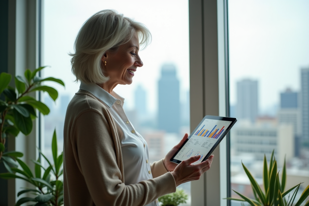 Femme indépendante planifiant sa retraite au bureau