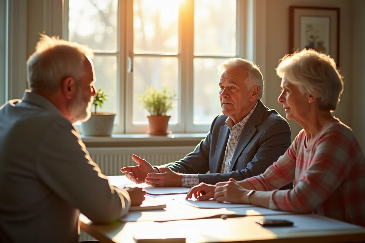 Conseiller en retraite expliquant les options aux futurs retraités