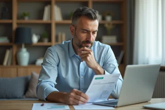 Homme turc d'âge moyen compare des options d'assurance