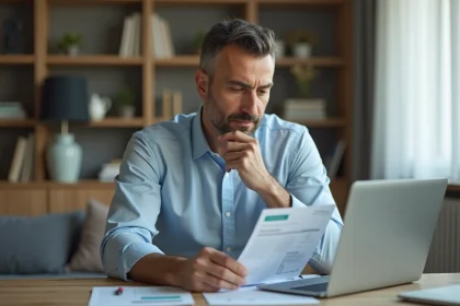 Homme turc d'âge moyen compare des options d'assurance