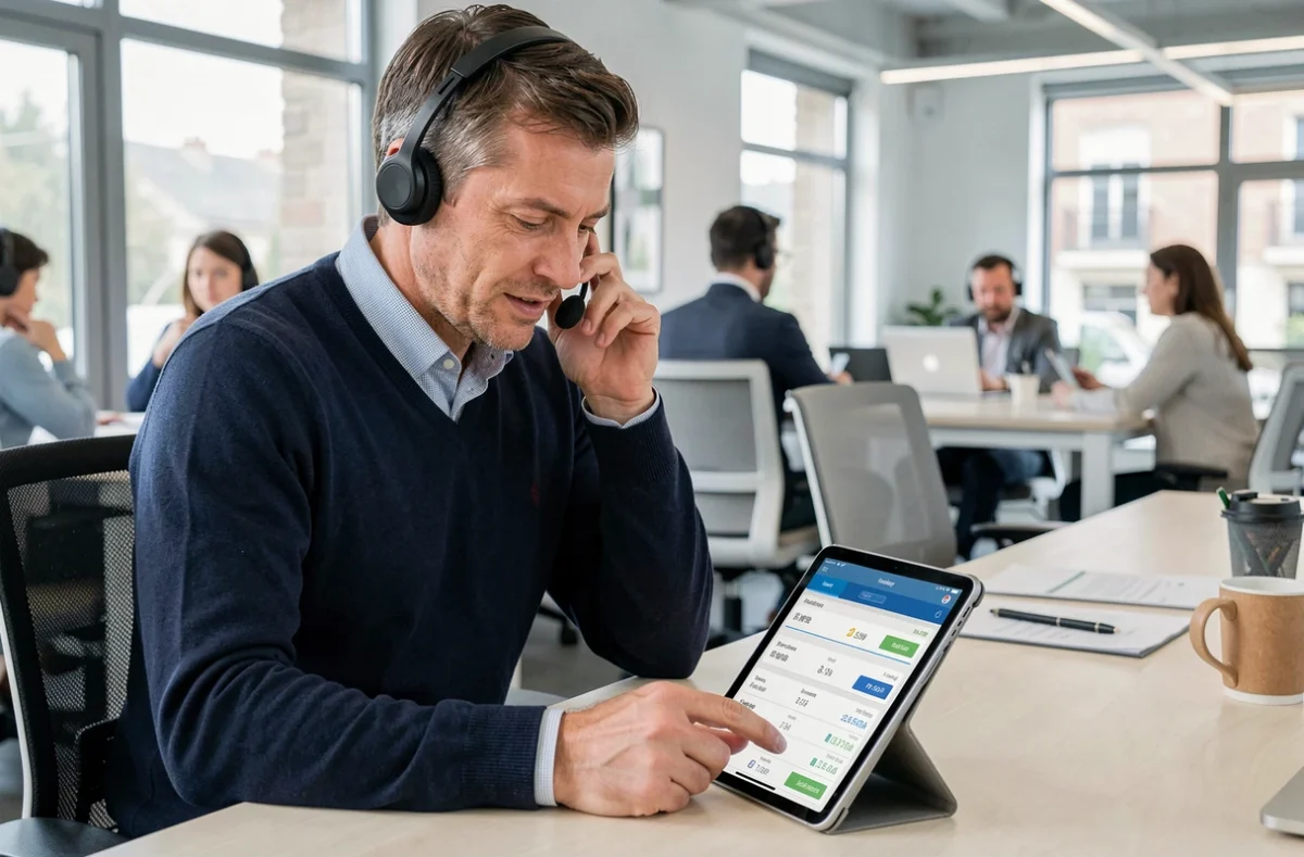 Courtier indépendant MonAssureur à Clermont-Ferrand consultant des données d'assurance emprunteur sur tablette