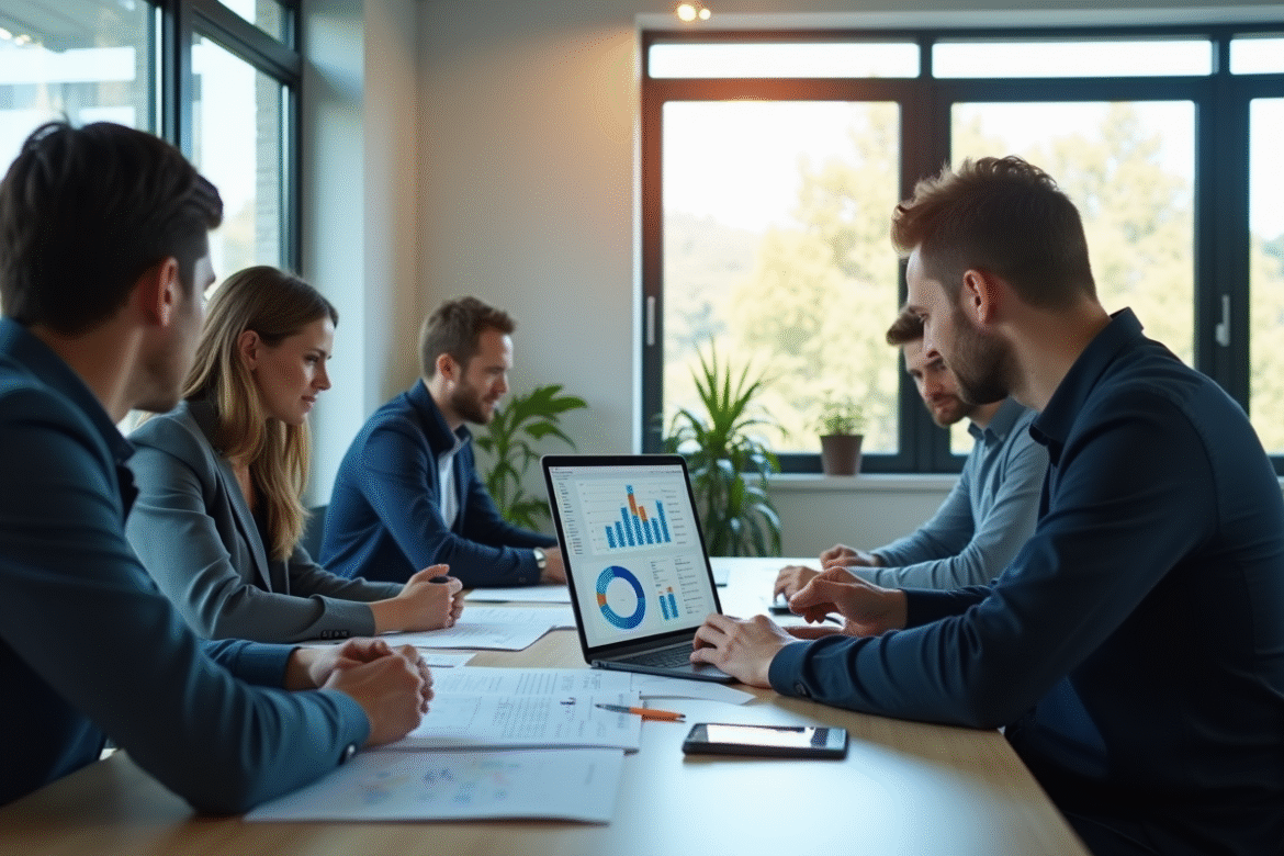 Réunion en bureau avec professionnels discutant de RAC